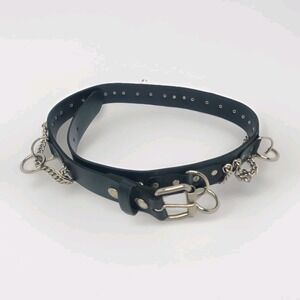 Hot Topic Black Leather O Ring Chain Belt 36‎ Punk Goth Metal Emo Y2K Unisex